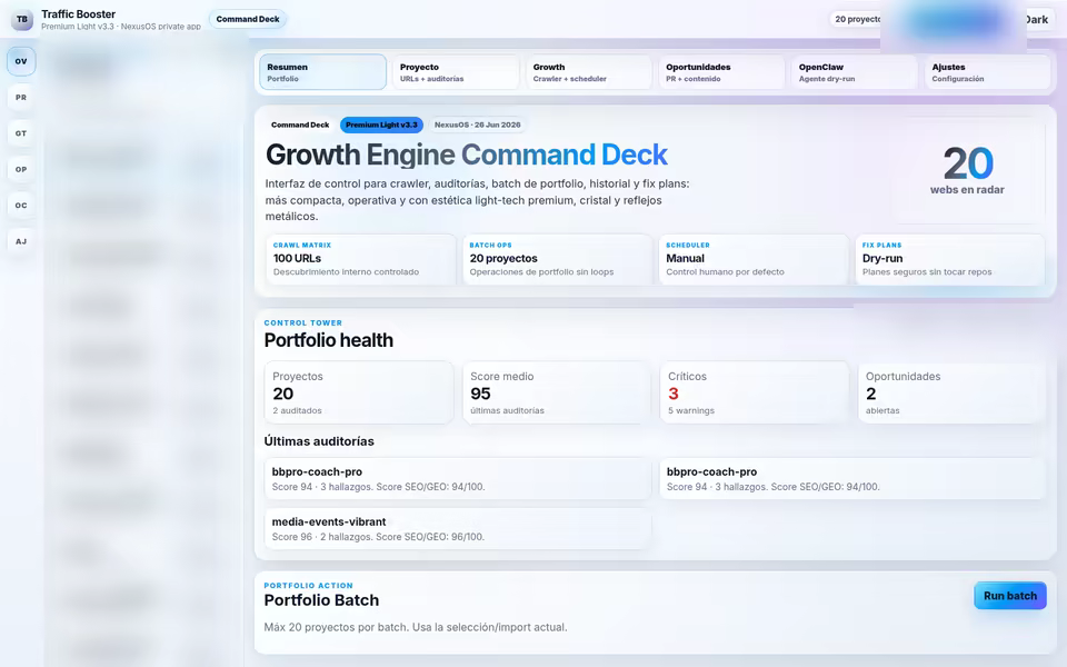 Captura del proyecto Traffic Booster