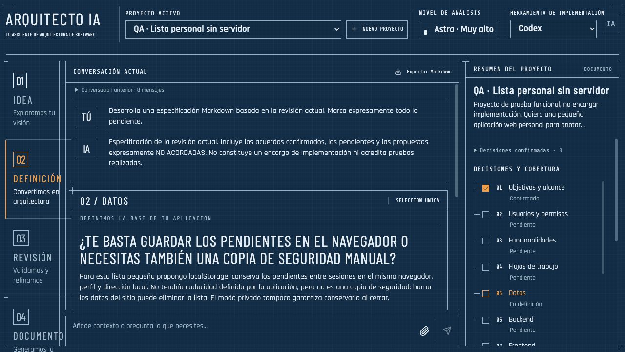 Captura del proyecto Arquitecto IA