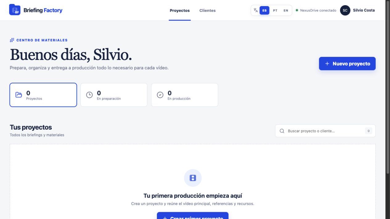 Captura del proyecto Briefing Factory