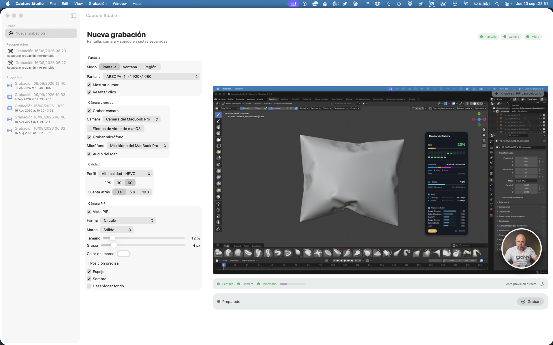 Captura del proyecto Capture Studio