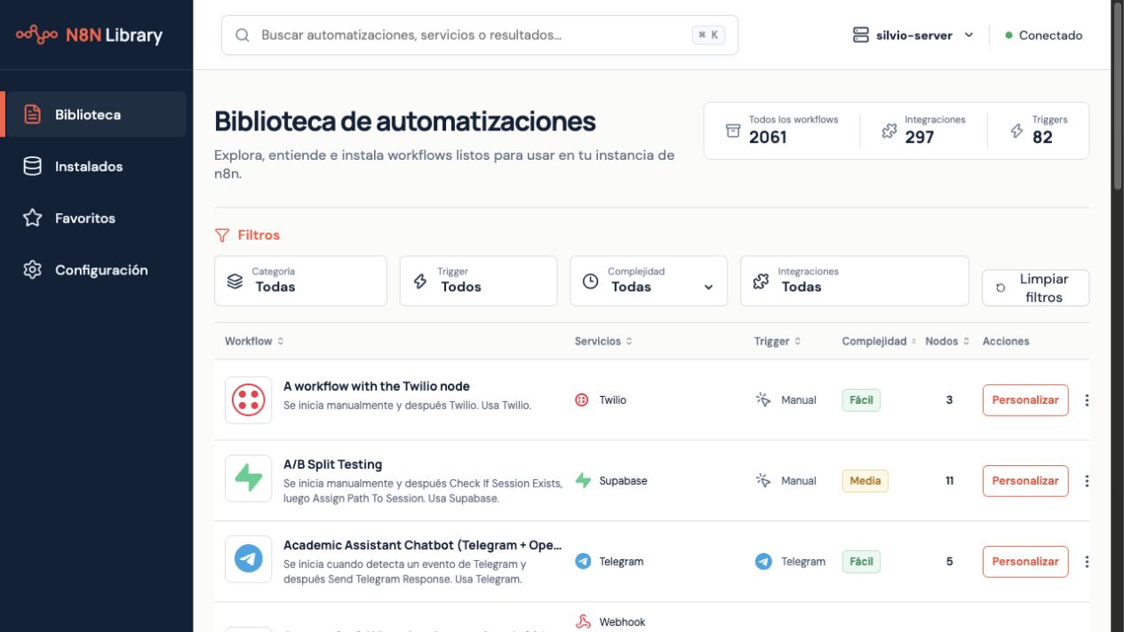 Captura del proyecto N8N Library